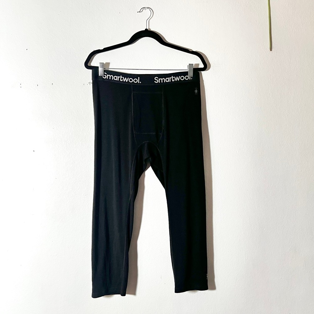 Smartwool Base Layer Pants Mens Large Merino Wool Black Thermal